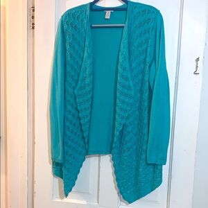 Chicos Women's Teal Open-Front Sweater
